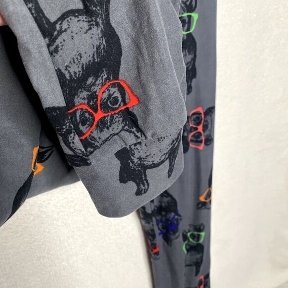 French Bulldog High Waist Graphic Soft Joggers Gray Medium Loungewear PJ Pants - Picture 5 of 10